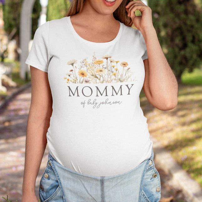 Boho Wildflowers Baby Shower Mommy T Shirt (Skapare uppladdad)