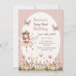Boho Wildflowers babyflicka Fe första födelsedag Inbjudningar