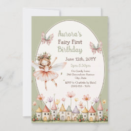 Boho Wildflowers babyflicka Fe första födelsedag Inbjudningar