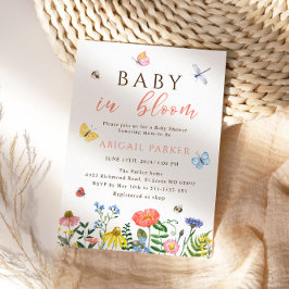 Boho Wildflowers Bee Baby Shower-inbjudan Inbjudningar