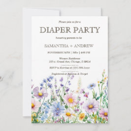 Boho Wildflowers Blöja Party Mall Template
