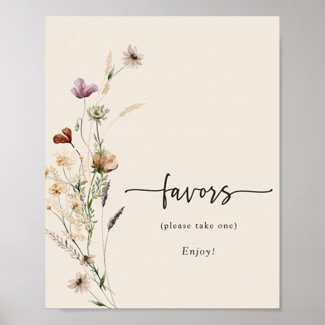Boho Wildflowers Favors Affisch (Framsidan)