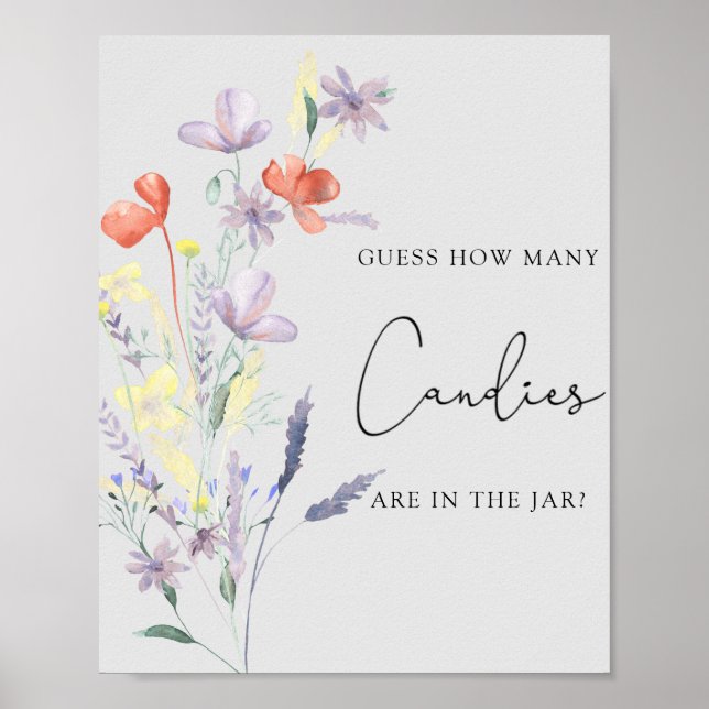 Boho Wildflowers - Gissa hur många godisar spelet Poster (Framsidan)