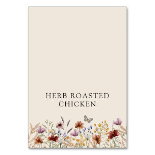 Boho Wildflowers Matbuffet Etikettkort Bordsnummer