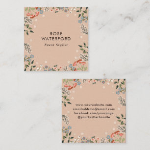 Boho Wildflowers - Neutral Boho Färgpalett Fyrkantigt Visitkort