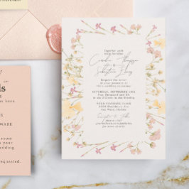 Boho Wildflowers Ram Bryllop  Inbjudningar