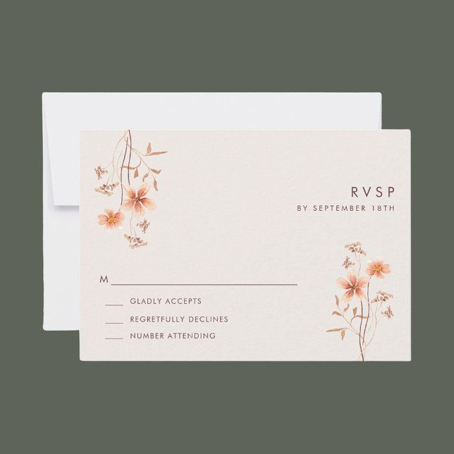 Boho Wildlfower Rustic Outdoor Bröllop OSA Kort (Boho Wildlfower Rustic Outdoor Wedding RSVP)