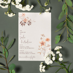 Boho Wildlfower Rustic utomhusbröllopsinbjudan Inbjudningar