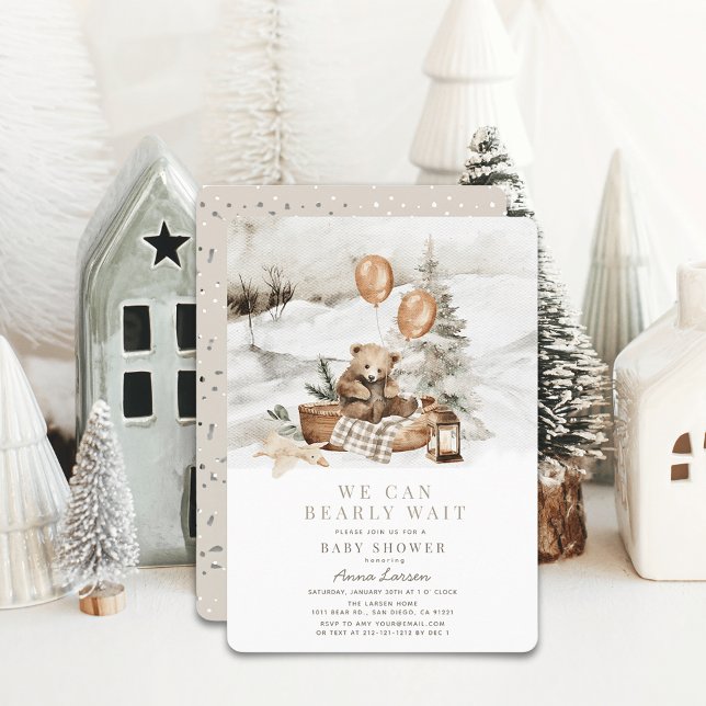 Boho Winter Bear Barly Wait Helgdag Baby Shower Inbjudningar (Skapare uppladdad)