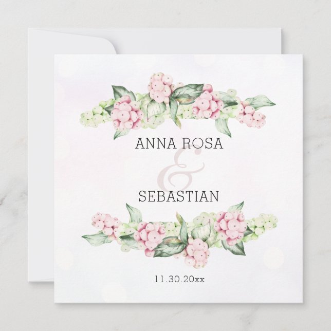 *~* Boho Winter Berry AR12 QR OSA Bröllop Inbjudningar (Framsida)