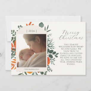 Boho Winter Blommigt Long Message-jul Julkort