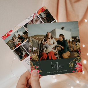 Boho Winter Blommigt Merry Seven Photo jul Julkort