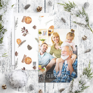 Boho Winter Citrus God jul Script Photo Ho Julkort