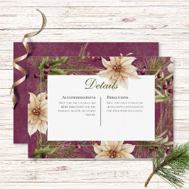 Boho Winter Greenery Boughs Burgundy Reception Tilläggskort