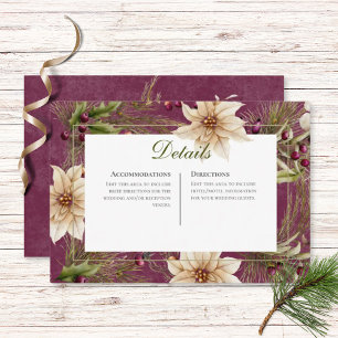 Boho Winter Greenery Boughs Burgundy Reception Tilläggskort