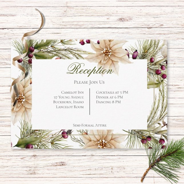 Boho Winter Greenery Boughs Reception Tilläggskort (Skapare uppladdad)