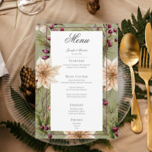 Boho Winter Greenery Boughs Sage Grönt Bröllop Meny