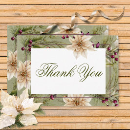 Boho Winter Greenery Boughs Sage Grönt Bröllop Tack Kort