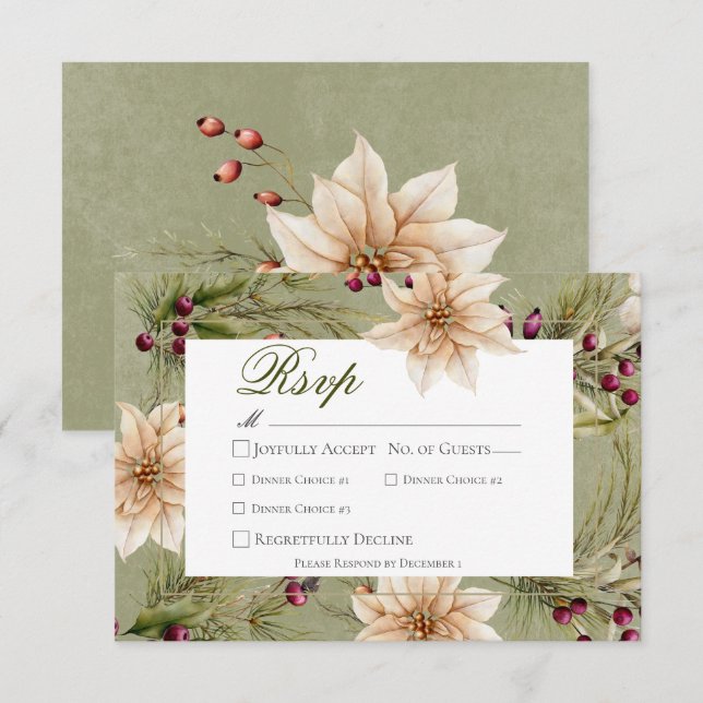 Boho Winter Greenery Boughs Sage Grönt Middag OSA Kort (Fram/baksida)