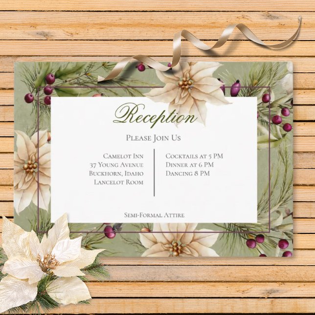 Boho Winter Greenery Boughs Sage Grönt Reception Tilläggskort (Skapare uppladdad)