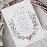 Boho Winter Greenery Red Blommigt 21:a födelsedage Inbjudningar<br><div class="desc">Den moderna gröntens vattenfärg Boho botanical ram accentueras med små poinsettiablommor och röda bär.</div>
