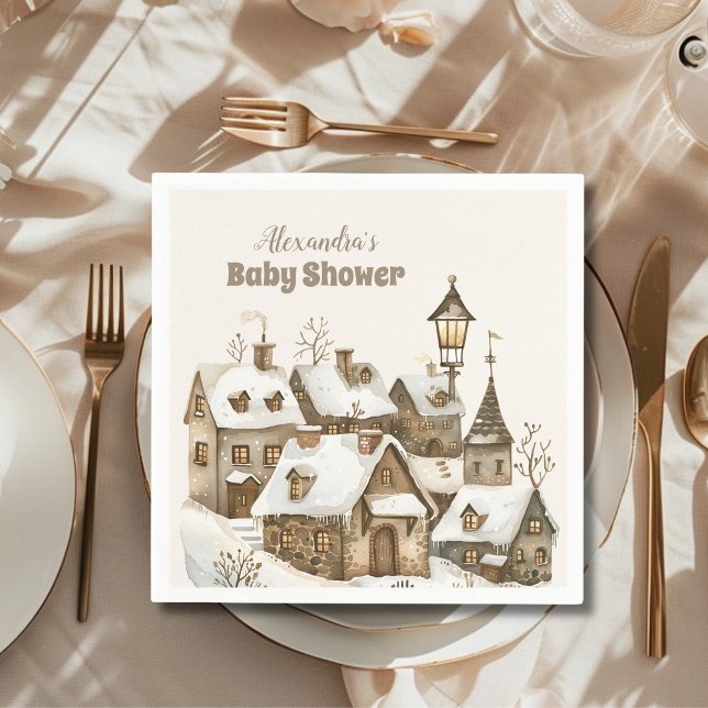Boho Winter jul Baby Shower Pappersservett (Skapare uppladdad)