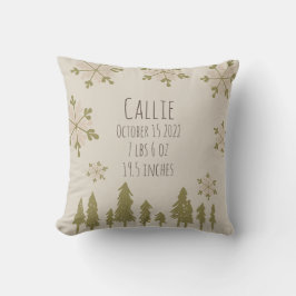 Boho Winter Nursery Baby Birth Stats Kudde