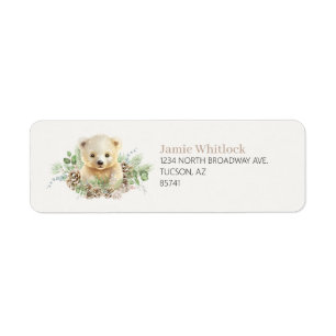 Boho Winter Polar Bear Return-adressetikett Returadress Etikett