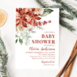 Boho Winter Red Blommigt jul Baby Shower Inbjudningar<br><div class="desc">Boho Winter Red Blommigt jul - inbjudan till babykläder</div>