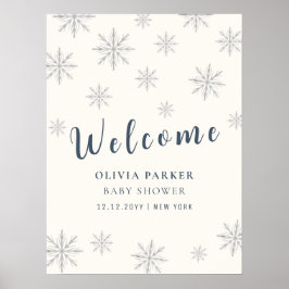 Boho Winter Snowflake Baby Shower Välkommen Poster