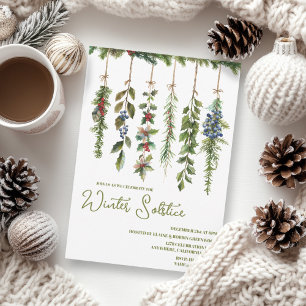 Boho Winter Solstice Herb Greenery Yule Garland Inbjudningar