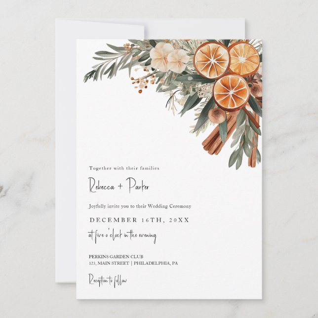 Boho Winter Wedding Qr-OSA alla i ett Inbjudningar (Framsida)