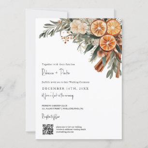 Boho Winter Wedding Qr-OSA alla i ett Inbjudningar