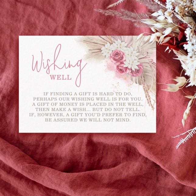 Boho Wishing well Pampas Grass Baby Shower Tilläggskort (Skapare uppladdad)