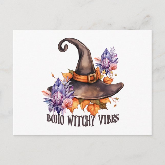 Boho Witchy Vibes Halloween  Vykort (Framsida)