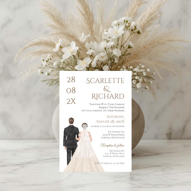 Boho with bride and groom wedding inbjudningar (Skapare uppladdad)