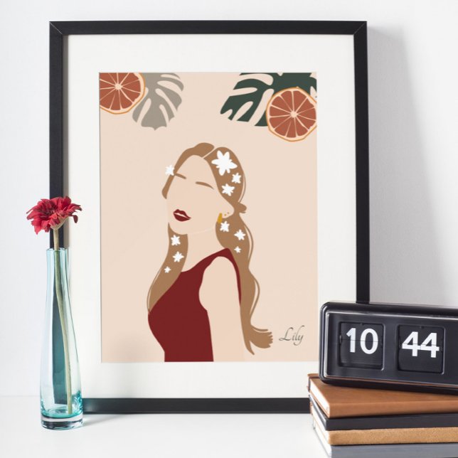 Boho Woman Illustration, Earthy Tones Poster (Skapare uppladdad)