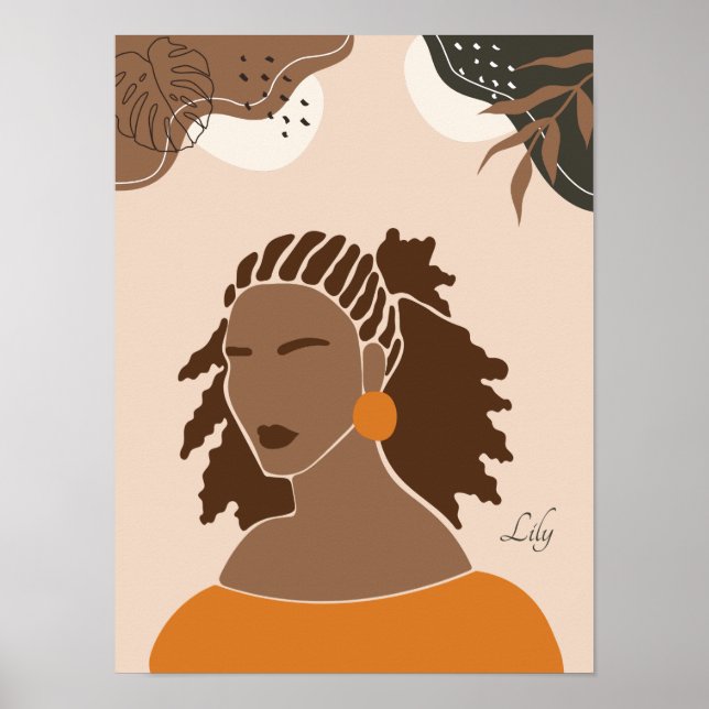 Boho Woman Illustration, Earthy Tones Poster (Framsidan)