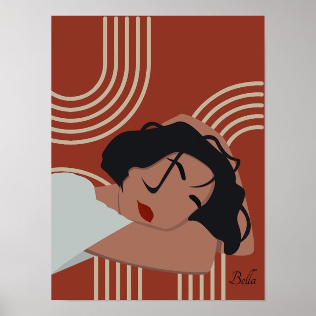 Boho Woman Illustration, Earthy Tones Poster (Framsidan)