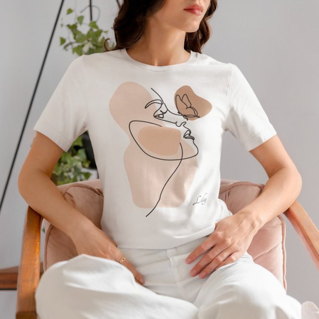 Boho Woman Line Art , Earthy Tones T Shirt (Skapare uppladdad)