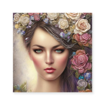 Boho Woman Porträtt med Glittery Fullt Background