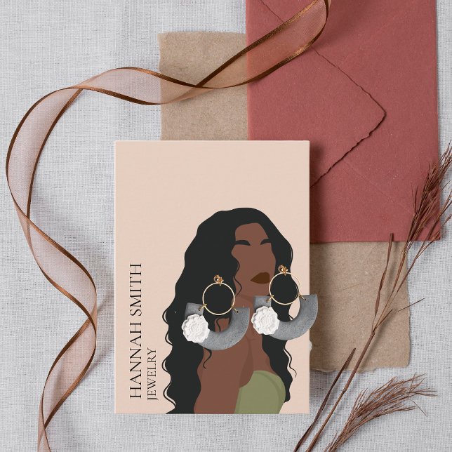 Boho Woman Stud Earring Visning Visitkort (Skapare uppladdad)