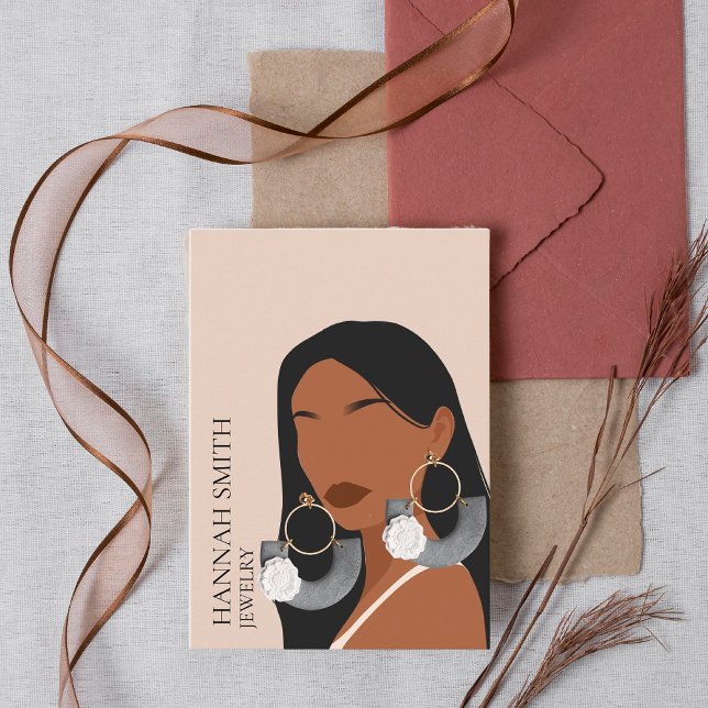 Boho Woman Stud Earring Visning Visitkort (Skapare uppladdad)