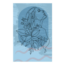Boho Woman Teckning Line Modern Wall Art