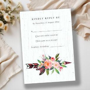 BOHO WOOD LAND ARROW BLOMMIGT BRÖLLOP OSA KORT