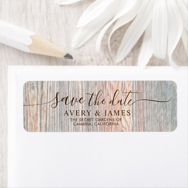 Boho Wood Slice Pampas Save the Date Address Label Returadress Etikett (Insitu)