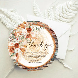 Boho Wood Slice Thank You – Rustic Floral Photo Tack Kort