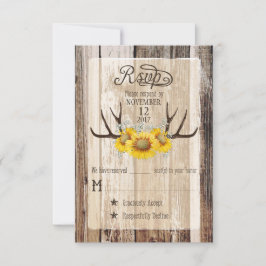 Boho Wood Solros Antlers Rustic OSA kort