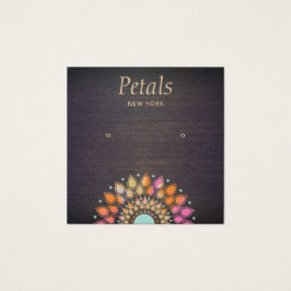 Boho Wood Stud Earring Visning Card Fyrkantigt Visitkort