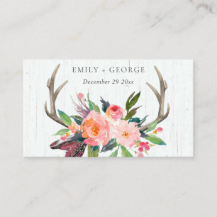 BOHO WOODEN ANTLER BLOMMIGT BRÖLLOP WEBSITE VISITKORT